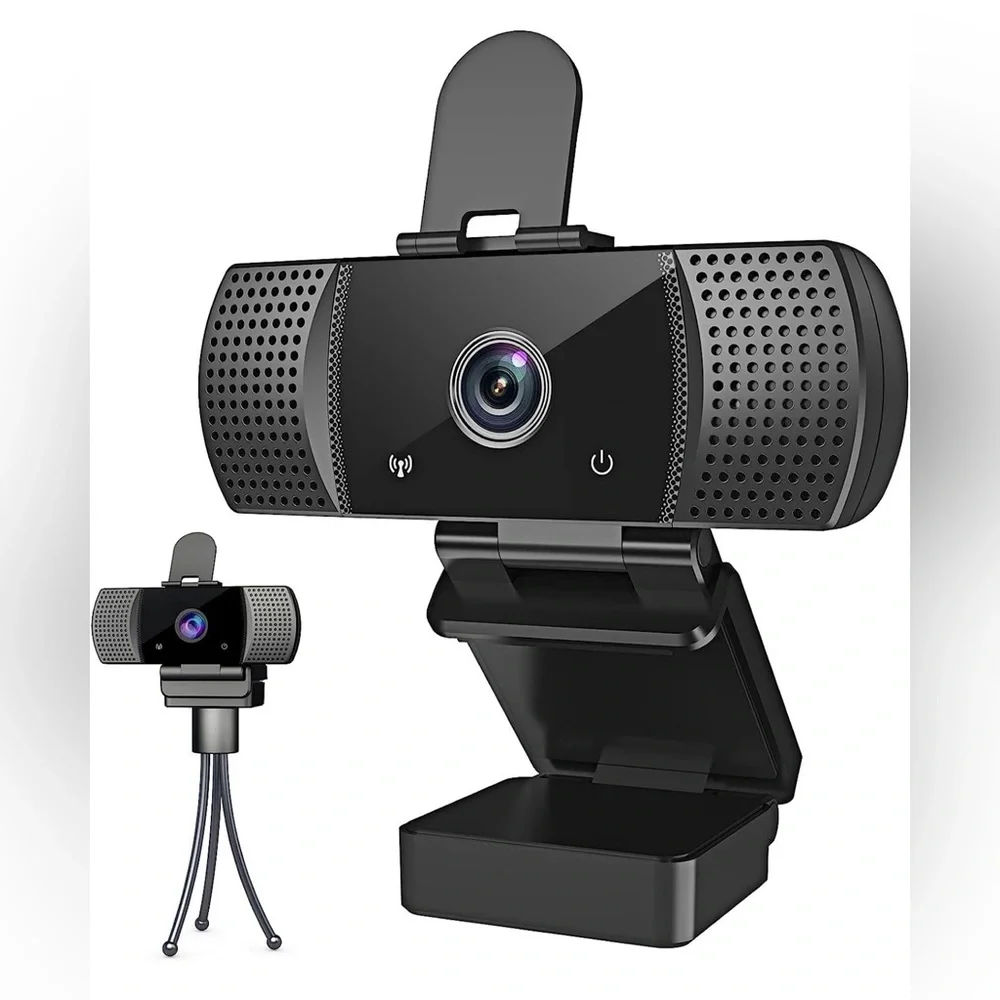 KOMKI Webcam Full 1080P HD with Privacy Cover & Tripod - Picture 1 of 3